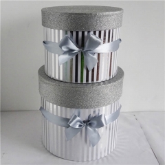 Fancy Round Gift Wrap Box with Lids Decorative Glitter for Christmas, Birthday and Wedding
