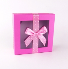 New Design Luxury Square Packaging Gift Boxes with Ribbon and PVC