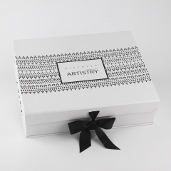 Paper magntic gift  box with ribbon