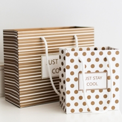 Luxury Wave Point Stripe Paper Shopping Bag with Hot Stamping Logo