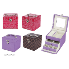 Factory Wholesale Custom Leather Mirrored Jewelry Storage Box With Drawer