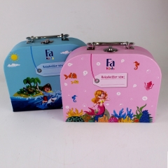 Kids Lovely Pattern Paper Cardboard Suitcase Boxes with Handle