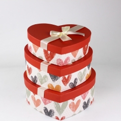 Red Three Pcs Box Set Decorative Heart Shaped Candle Gift Box