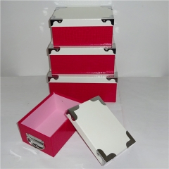Handmade Rectangle Cardboard Storage Paper Box with Metal Handle